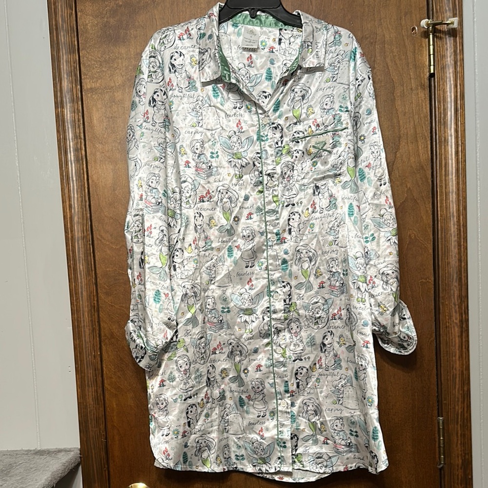 Disney Princess Patterned Long Shirt - White and Black